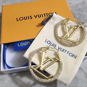Louis Vuitton Gold Crystal LV Hoop Earrings✨️